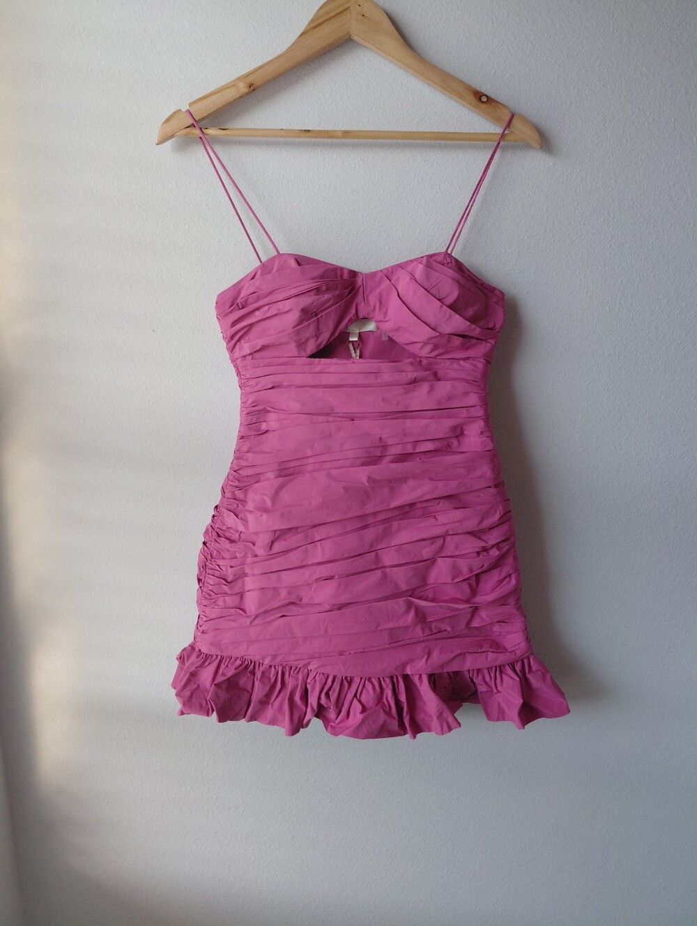 LoveShackFancy Hot Pink Ruching Detail Dress